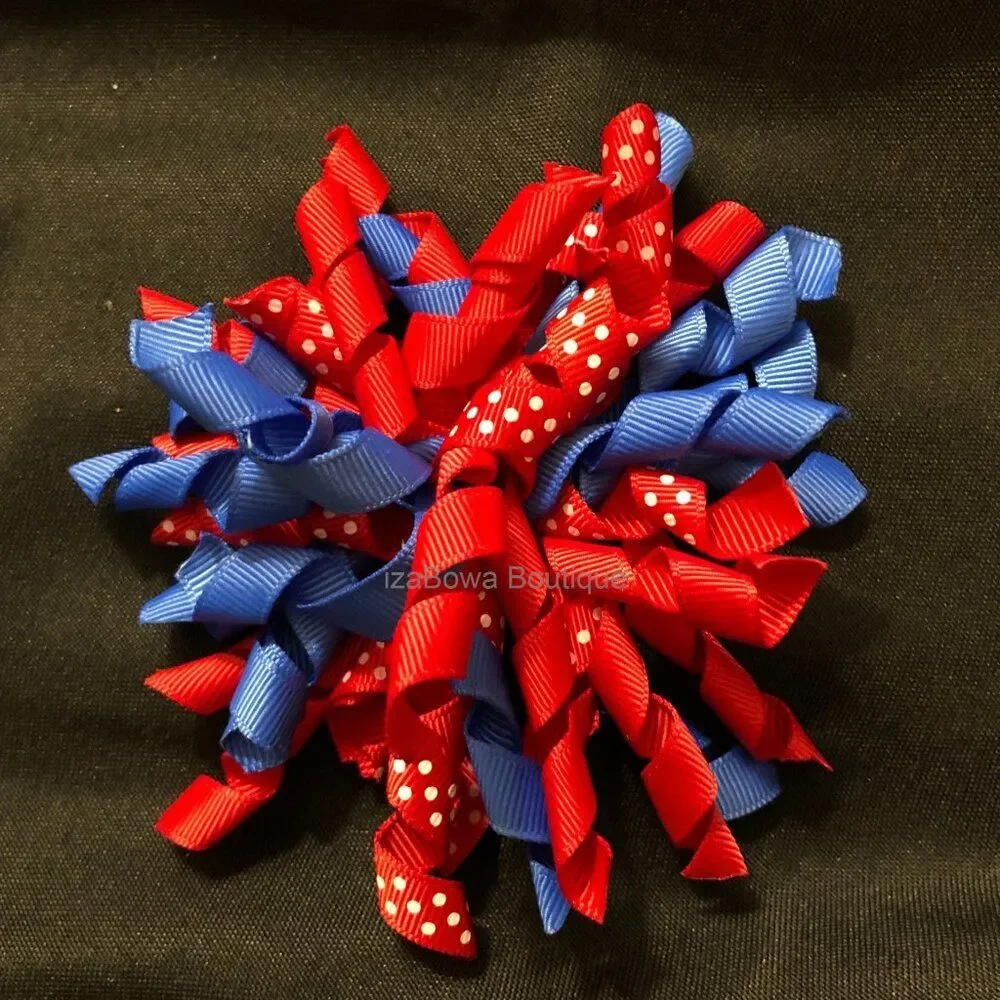 Royal Blue, Red & Red Polka Dot Korker Bow   4B2108  Handmade NWT Boutique